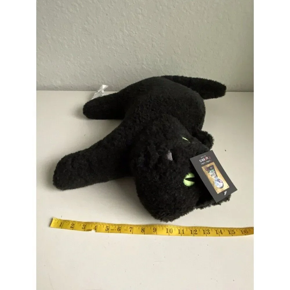 Cynthia Rowley Black CAT Shaped Pillow Halloween GLOW IN THE DARK EYES Soft NEW